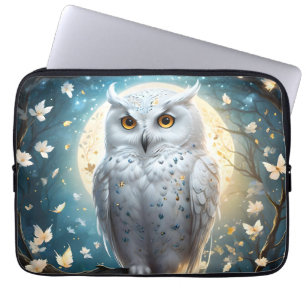 White Snow Owl With Sparkle, Laptop Sleeve