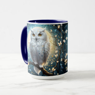 White Snow Owl With Sparkle, Mug