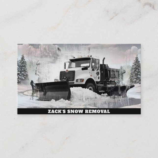 *~* White Snow Removal Snow Plough Truck AP74 Business Card (Front)