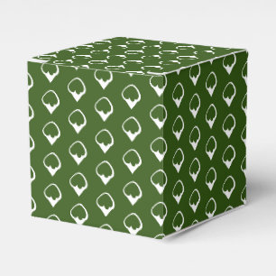 White snow snowflakes forest green gift favour box