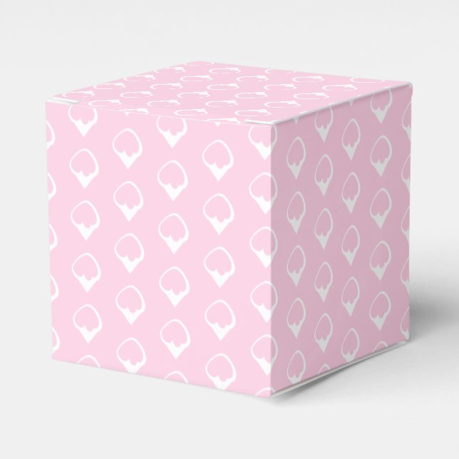 White snow snowflakes light pink gift favour box (Front Side)