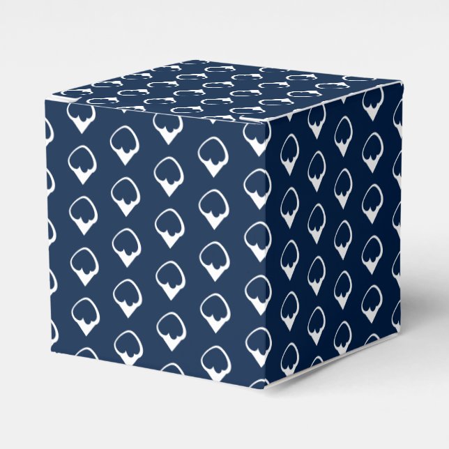 White snow snowflakes navy blue gift favour box (Front Side)
