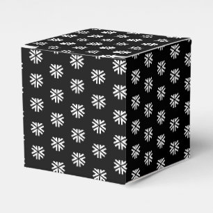 White snow star snowflakes pattern black gift favour box