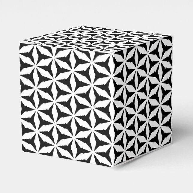 White snow star snowflakes pattern black gift favour box (Front Side)