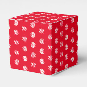 White snow star snowflakes pattern red gift favour box