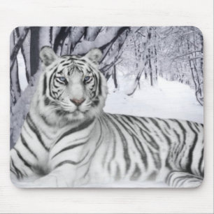 White Snow Tiger Mouse Mat