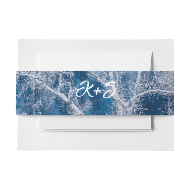 White Snow Winter Wedding Invitation Belly Band (Front Example)