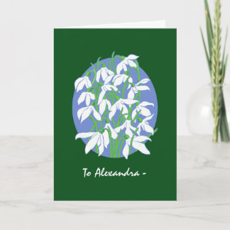 White Snowdrops on Green January Birthday Card