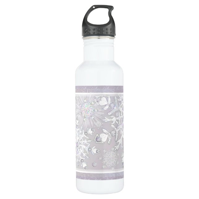 White snowflake 710 ml water bottle (Front)