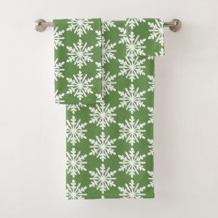 White snowflake bath towel set