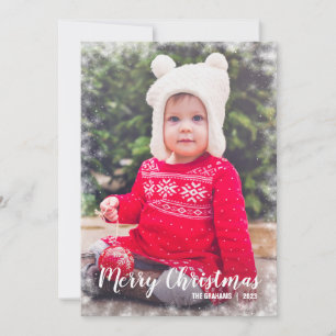 White Snowflake Border Photo Christmas Cards