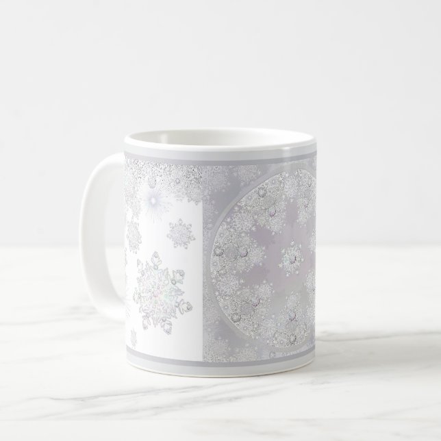 White Snowflake Coffee Mug (Front Left)