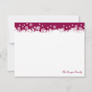 White snowflake custom holiday red thank you card