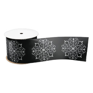 White Snowflake Design Ribbon Satin Ribbon