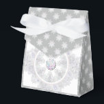 white snowflake favour box<br><div class="desc">In winter,  these white snowflakes fall on my imaginary world. They have 7 branches,  soft grey/white tones and rhinestones embedded inside. For anyone who loves glittering white and snowy holidays.</div>