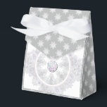 white snowflake favour box<br><div class="desc">In winter,  these white snowflakes fall on my imaginary world. They have 7 branches,  soft grey/white tones and rhinestones embedded inside. For anyone who loves glittering white and snowy holidays.</div>
