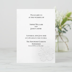 White Snowflake Floral Relief Elegant Wedding Invitation