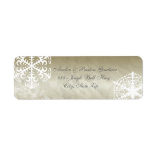 White Snowflake Gold Foil Holiday Address Labels