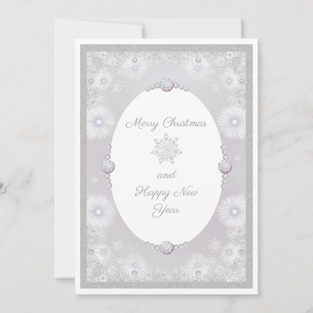 White snowflake holiday card (Front)