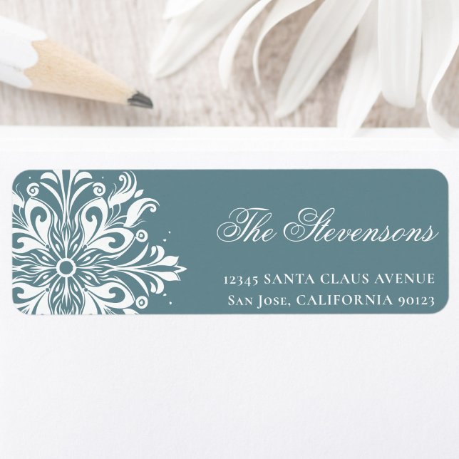 White Snowflake Holiday Return Address Label (Creator Uploaded)