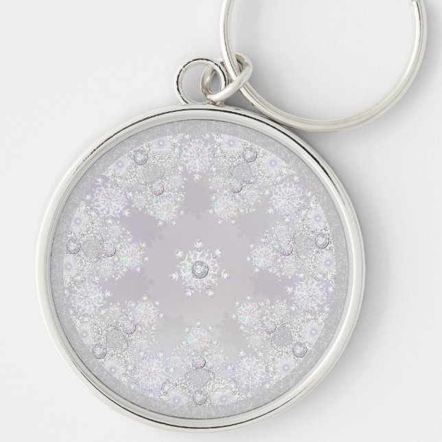 White Snowflake Key Ring (Front)