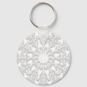 White Snowflake Key Ring