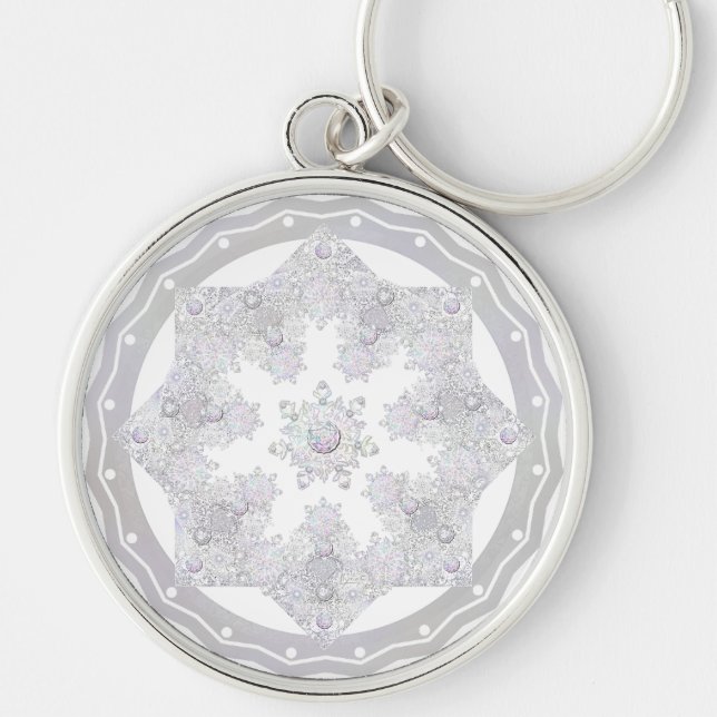 White Snowflake Key Ring (Front)