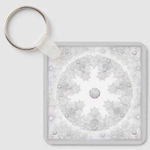 White Snowflake Key Ring