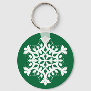 White Snowflake Keychain