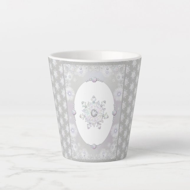 White Snowflake Latte Mug (Front)