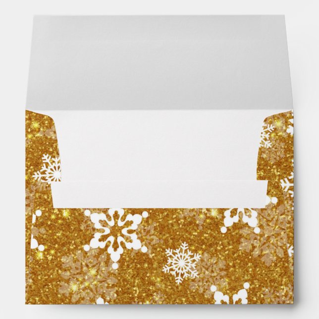 White Snowflake Luxurious Yellow Elegant Christmas Envelope (Back (Bottom))