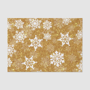 White Snowflake Luxurious Yellow Elegant Christmas Tissue Paper