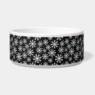 White Snowflake on black with paw print pattern