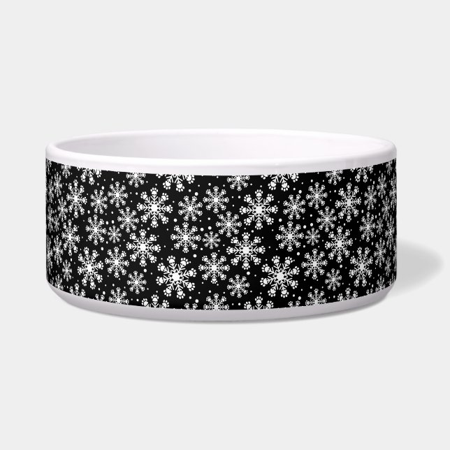 White  Snowflake on black with paw print pattern (Front)