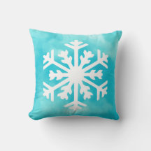 White snowflake on Blue Watercolor Background