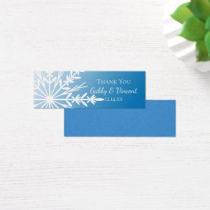 White Snowflake on Blue Winter Wedding Favour Tags