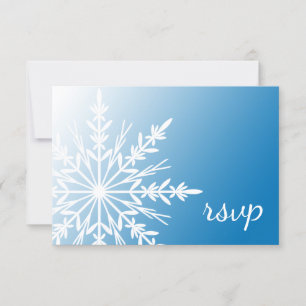 White Snowflake on Blue Winter Wedding RSVP