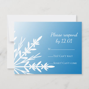 White Snowflake on Blue Winter Wedding RSVP Card