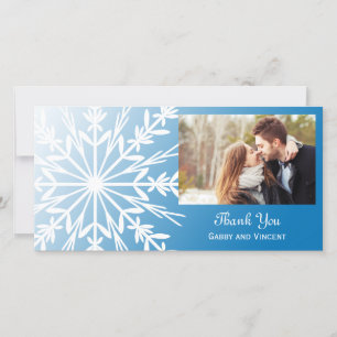 White Snowflake on Blue Winter Wedding Thank You