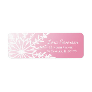 White Snowflake on Pink Return Address