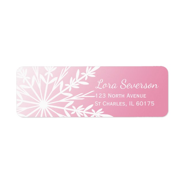 White Snowflake on Pink Return Address (Front)