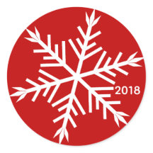 White Snowflake on Red Customised Sticker