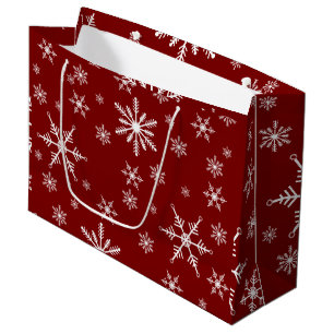 White Snowflake On Red Pattern Large Gift Bag