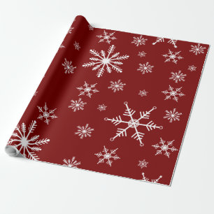 White Snowflake On Red Pattern Wrapping Paper