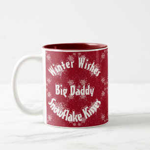 White Snowflake On Red Two-Tone Coffee Mug