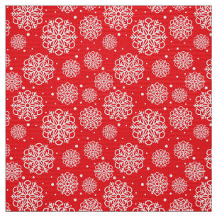 White snowflake on red with fish scales pattern fabric