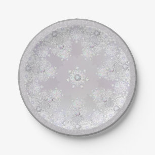 White snowflake paper plate