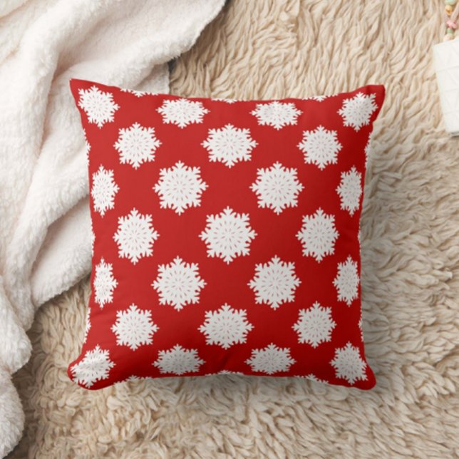 White Snowflake Pattern Red Cushion (Creator Uploaded)