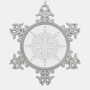 White Snowflake Pewter Ornament