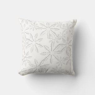 White Snowflake  Print Cushion